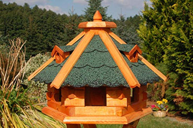 Deko Shop Hannusch XXL Vogelhaus aus Holz mit grünem Dach 46x32cm – Bild 1 von 2