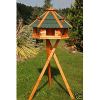 Produktbild von Deko Shop Hannusch XXL Vogelhaus aus Holz mit Ständer und Bitumenschindeln Braun 67 x 45 cm