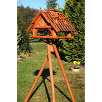 Produktbild von Deko Shop Hannusch XXL Vogelhaus aus Holz mit Ständer und Futtersilo in Braun