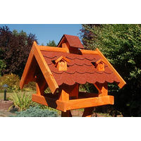 Produktbild von DEKO VERTRIEB BAYERN XXL Luxus Vogelhaus aus Holz in Rot mit Ständer 145cm