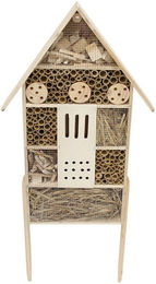 Dekoleidenschaft Insektenhotel Natur aus Holz und Bambus mit Erdspieß 95 cm hoch – Bild 1 von 4