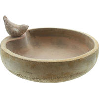 Produktbild von Dekoleidenschaft Vogeltränke aus Keramik im Antik-Look mit Deko-Vogel 32x8 cm Beige