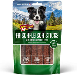 Produktbild von DeliBest Frischfleisch Sticks Hirsch und Rind Monoprotein Kausnack - 10 x 85 g