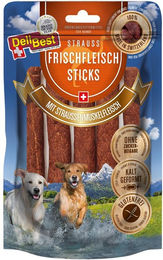 Produktbild von DeliBest Frischfleisch Sticks Strauß und Rind Monoprotein Kausnack - 85 g