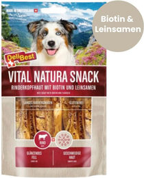 DeliBest Vital Natura Hundesnack Rinderkopfhaut mit Biotin und Leinsamen glutenfrei 200g – Bild 1 von 1