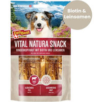 Produktbild von DeliBest Vital Natura Hundesnack Rinderkopfhaut mit Biotin und Leinsamen glutenfrei 200g