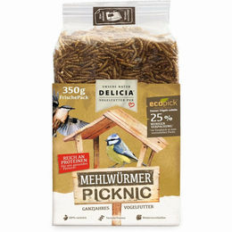 Delicia Mehlwürmer Insektenfutter Ganzjährig 350g für Vögel, Fische, Nager und Reptilien - 350 g – Bild 1 von 7