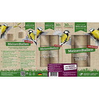 Produktbild von DELICIA Premium Meisenballen mit Beeren 30 Stück Meisenknödel für Gartenvögel und Wildvögel