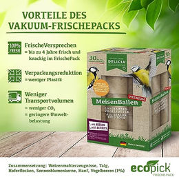 DELICIA Premium Meisenballen mit Beeren 60 Stück Meisenknödel für Gartenvögel und Wildvögel – Bild 1 von 4