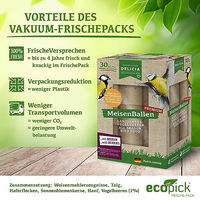 Produktbild von DELICIA Premium Meisenballen mit Beeren 60 Stück Meisenknödel für Gartenvögel und Wildvögel