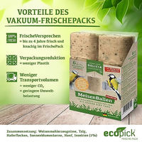 Produktbild von DELICIA Premium Meisenballen mit Insekten für Gartenvögel und Wildvögel 30 Stück