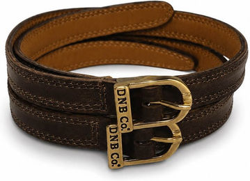 DeNiro Sporenriemen aus Leder in Brown Brushed mit Messingbeschlag – Bild 1 von 1