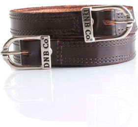 DeNiro Sporenriemen aus Leder in Brown Brushed mit silberner Schnalle – Bild 1 von 1