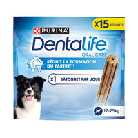 Produktbild von Dentalife Zahnpflege-Snack für große Hunde mit Huhn ohne Farb- und Aromastoffe sowie Konservierungsstoffe 426g