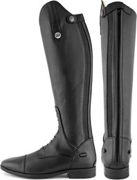 Derby Reitstiefel aus Leder in Schwarz mit Schnürung und Reißverschluss Unisex Größe 45 – Bild 1 von 1