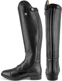 Derby Reitstiefel für Kinder aus Kunstleder in Schwarz mit Schnürung und Reißverschluss – Bild 1 von 1