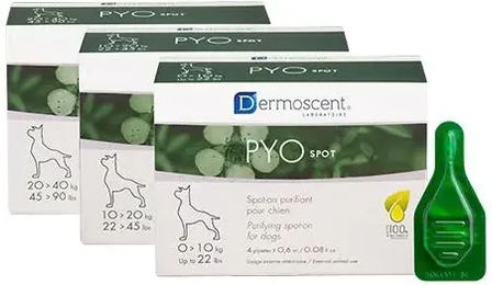Produktbild von Dermoscent Pyospot Hundenpflege für mittlere Rassen 10-20 kg 4er Pack