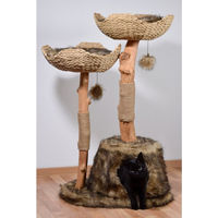 Produktbild von Design-Kratzbaum Tony für Katzen aus Naturholz in Braun mit Jute-Kratzsäule