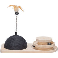 Produktbild von Designed by Lotte Holz-Spielturm und Kratzball Maia für Katzen aus Holz in Natur und Schwarz 50 x 24,5 x 38 cm