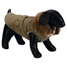 Produktbild von Designed by Lotte Hundemantel Philos Grün wasserdicht mit Schafsfell Rückenlänge 48 cm