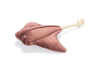 Designed by Lotte Hundespielzeug Rochen aus Plüsch und Baumwollseil Rosa 19x24x7 cm – Bild 1 von 5
