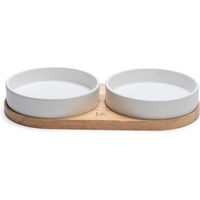 Produktbild von Designed by Lotte Katzen Dinnerset Lojs Doppelnapf aus Keramik Weiß 2 x 350 ml - 0,35 l