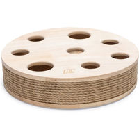 Produktbild von Designed by Lotte Katzenspielzeug Raya Intelligenzspielzeug aus Holz mit 2 Kugeln und Kratzbrett