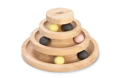 Designed by Lotte Katzenspielzeug Spielturm Mia aus Holz braun 26 x 26 x 14,5 cm – Bild 1 von 9