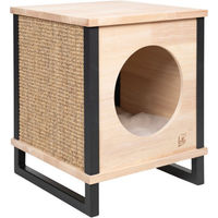 Produktbild von Designed by Lotte Kratzhaus Nala XS für Wohnungskatzen aus Holz in Natur und Schwarz