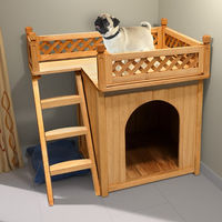 Produktbild von Deuba Hundehütte aus Holz mit Balkon in Braun Natur
