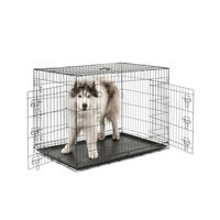 Produktbild von dibea Transportbox aus Metall für Hunde und Katzen in Schwarz Größe L