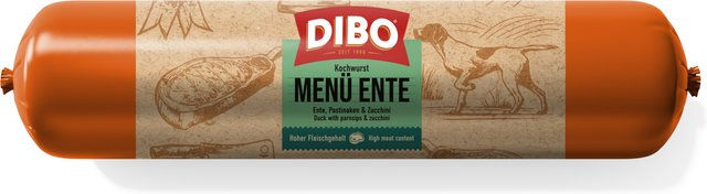 DIBO Kochwurst Menü Ente mit hohem Fleischanteil für Hunde 10 x 800 g – Bild 1 von 1