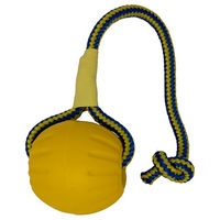 Produktbild von Difac Foam Hundeball aus Schaumstoff mit Seil Gelb 8x8x24 cm