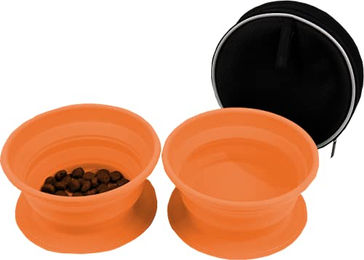Disc-O-Bed Faltbarer Futternapf aus Silikon 2er Set Orange Schwarz - 2 x 700 ml – Bild 1 von 5
