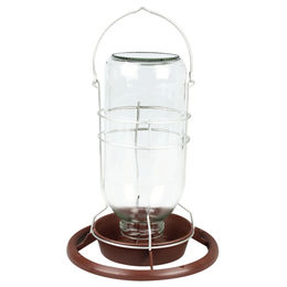 DISI Futterhaus und Futternapf für Wildvögel aus Glas und Kunststoff in Transparent und Braun – Bild 1 von 2