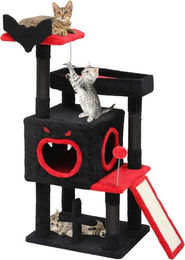 Diyarts Katzenkratzbaum Spooky Castle in Schwarz mit Katzenhöhle, Sisalstämmen und Rampe, 111cm – Bild 1 von 4