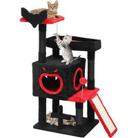 Produktbild von Diyarts Katzenkratzbaum Spooky Castle in Schwarz mit Katzenhöhle, Sisalstämmen und Rampe, 111cm