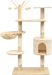 DKD Home Decor Katzen-Kratzbaum aus Plüsch in Beige 96 x 35 x 125 cm – Bild 1 von 1