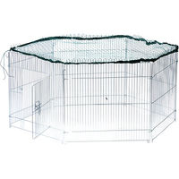 Produktbild von Dobar 6-eckiges Freilaufgehege für Kaninchen aus verzinktem Metall mit Nylon-Netz Silber 123 x 106 x 60 cm