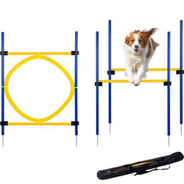 dobar Agility Hürdenset für Hunde 3-teilig mit Sprungstangen und Sprungreif Blau/Gelb – Bild 1 von 4
