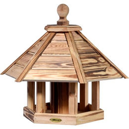 dobar Brillo Vogelfutterhaus aus Holz geflammt braun 45 x 45 x 47 cm – Bild 1 von 12