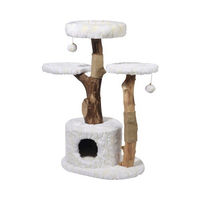 Produktbild von dobar Design Kratzbaum Frosty aus Naturholz mit Katzenhöhle und Kissen Weiß 60 x 45 x 102 cm