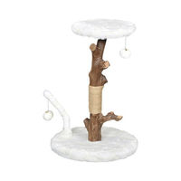 Produktbild von dobar Design Kratzbaum Lilly aus FSC-zertifiziertem Naturholz mit Spielball und Liegefläche Weiß Ø 50 x 66-76 cm