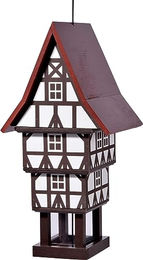 dobar Design Vogelfutterhaus Zuckerhut zum Aufhängen aus Holz in Rot Weiß Braun – Bild 1 von 13
