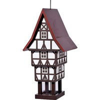 Produktbild von dobar Design Vogelfutterhaus Zuckerhut zum Aufhängen aus Holz in Rot Weiß Braun
