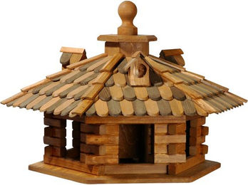 DOBAR Design-Vogelhaus aus Holz mit Holzschindeldach in Braun – Bild 1 von 5