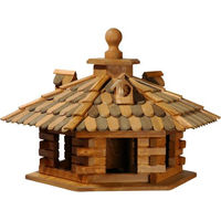 Produktbild von DOBAR Design-Vogelhaus aus Holz mit Holzschindeldach in Braun