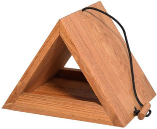 DOBAR Dreieckiges Vogelfutterhaus aus Eichenholz zum Aufhängen in Natur Braun – Bild 1 von 9