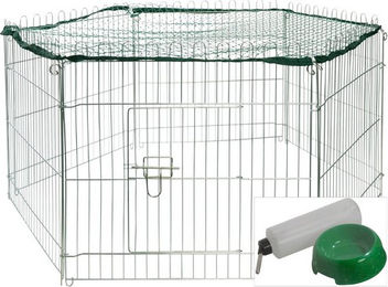 DOBAR Freilaufgehege aus Draht für Kaninchen und Hunde in Grün 112 x 56 x 98 cm – Bild 1 von 3