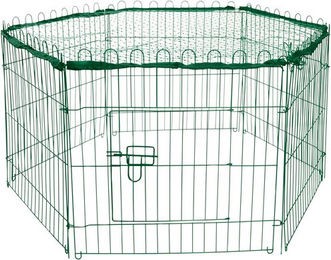 DOBAR Freilaufgehege aus Metall für Kaninchen und Hunde in Grün 112 x 56 x 98 cm – Bild 1 von 2